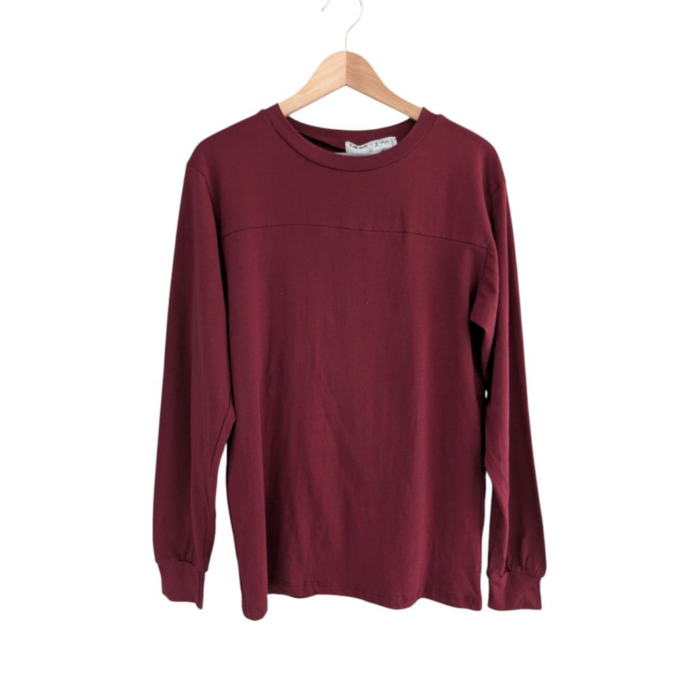 NWT Emma & Sam Varsity Long Sleeve Oversized T-shirt Minimalist Casual Size S